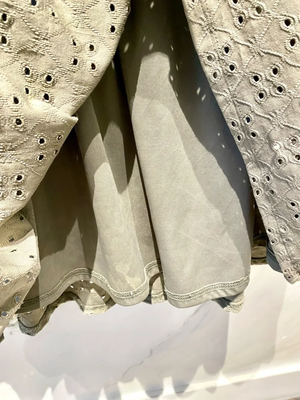 Sage green Farmhouse/prairie boho tiered dress shabby chic Country peasant vibe - Picture 6 of 12